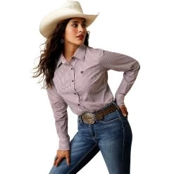 Ariat Kirby Stretch Ladies Western Shirt - Pomegranate Stripe