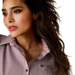 Ariat Kirby Stretch Ladies Western Shirt - Pomegranate Stripe -Horse Care 10043473 c1172 alt2 6k1ghinwtiwyc4tz