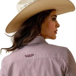 Ariat Kirby Stretch Ladies Western Shirt - Pomegranate Stripe -Horse Care 10043473 c1172 alt3 gz3gydnhgblirqgu