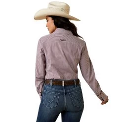 Ariat Kirby Stretch Ladies Western Shirt - Pomegranate Stripe -Horse Care 10043473 c1172 alt4 nvc6to1mbtn0pofy