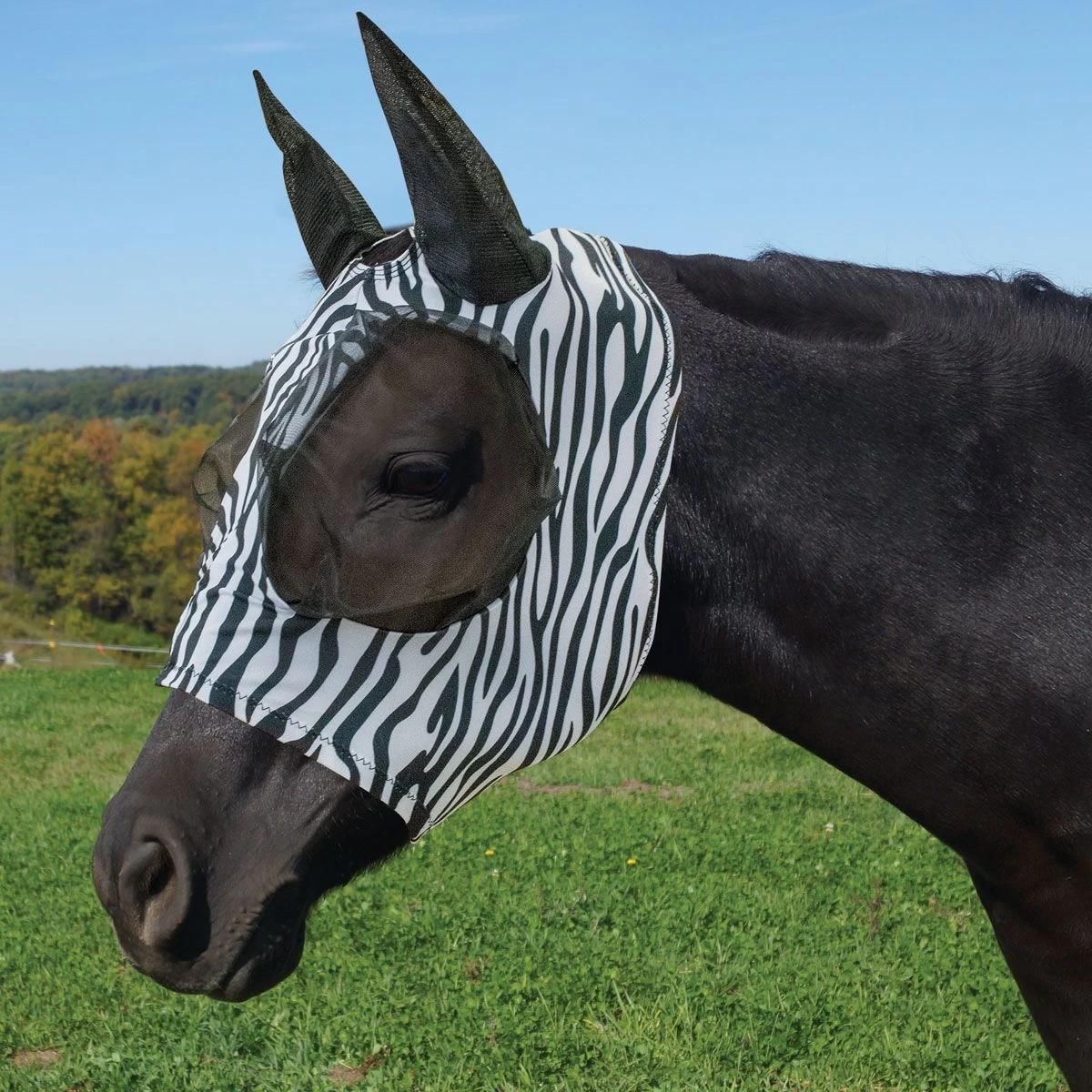 Country Pride Lycra Fly Mask Zebra Print 3 Country Pride Lycra Fly Mask Zebra Print