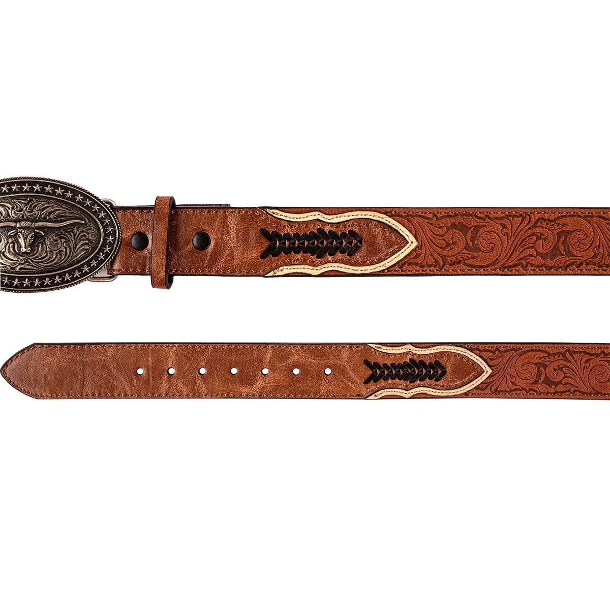 Arena Ace Tooled Leather Boys Belt 4 Arena Ace Tooled Leather Boys Belt - Image 2