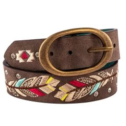 Catchfly Feather Aztec Embroidered Girls Belt