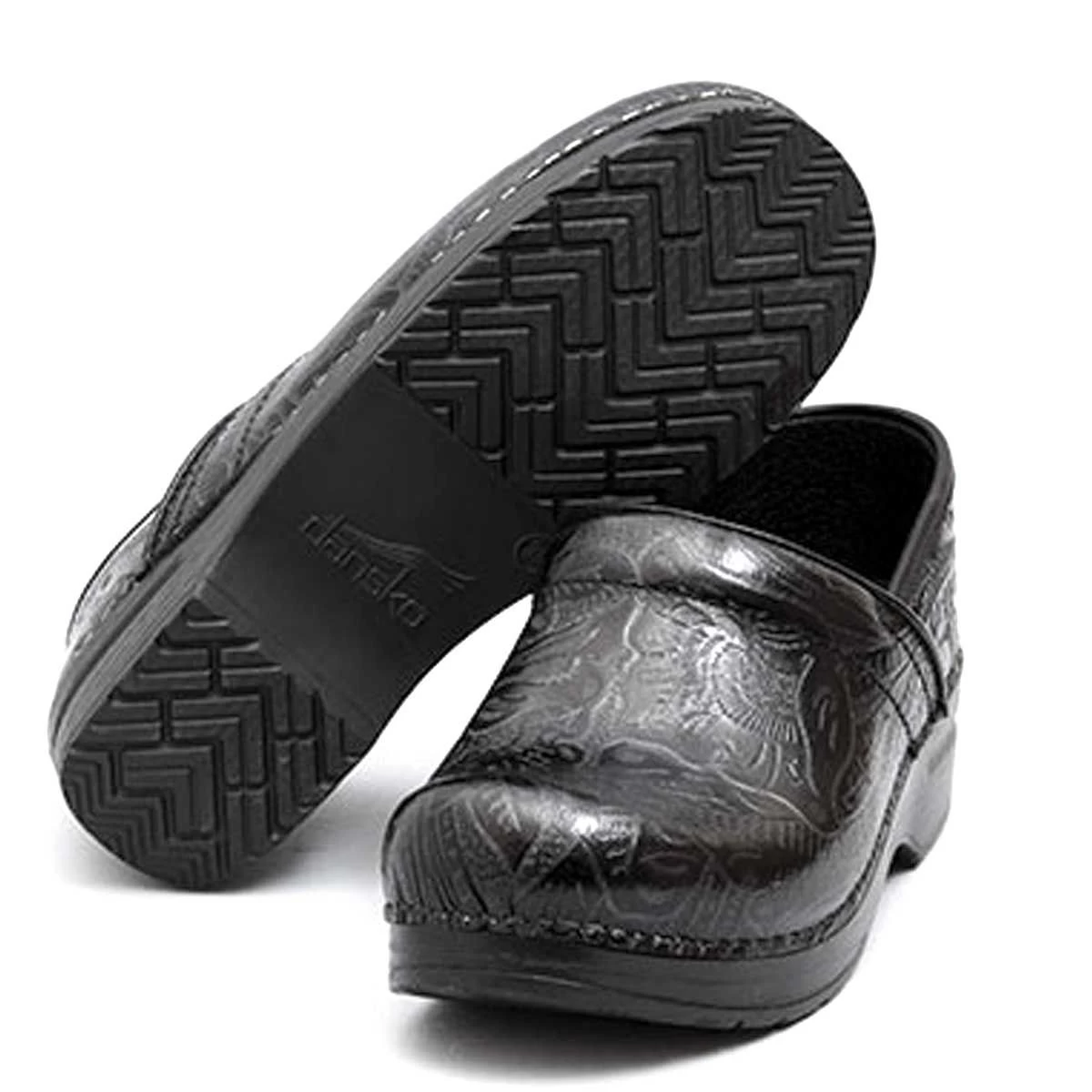 Dansko Professional Stapled Ladies Clog Black Tooled 3 Dansko Professional Stapled Ladies Clog Black Tooled