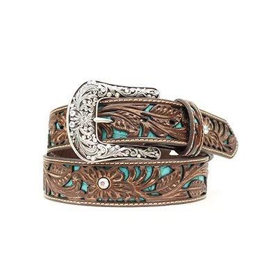 Ariat Tooled Turquoise Inlay Ladies Belt 3 Ariat Tooled Turquoise Inlay Ladies Belt
