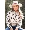 Cruel Girl Bronco Print Long Sleeve Ladies Western Shirt -Horse Care ctw7398005 c1117 z6kjegtsgwisi37n