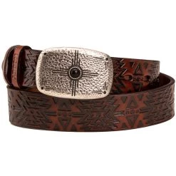 Hooey Brown Aztec Leather Ladies Belt - Thunderbird Buckle