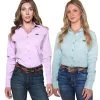 Kimes Ranch Kimes Linville Solid Ladies Button Front Western Shirt -Horse Care lstwm s22 f