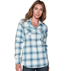 Kimes Ranch Kimes Matadora Plaid Snap Front Ladies Western Shirt - Blue