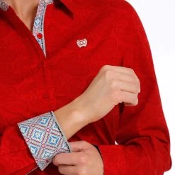 Cinch Red Paisley Ladies Western Shirt -Horse Care msw9165035 c1158 alt2 maqqtlfgtegtt9to