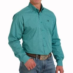 Cinch Turquoise Check Mens Western Shirt -Horse Care mtw1105581 c1170 alt2 wlenhjjeqiojotr3