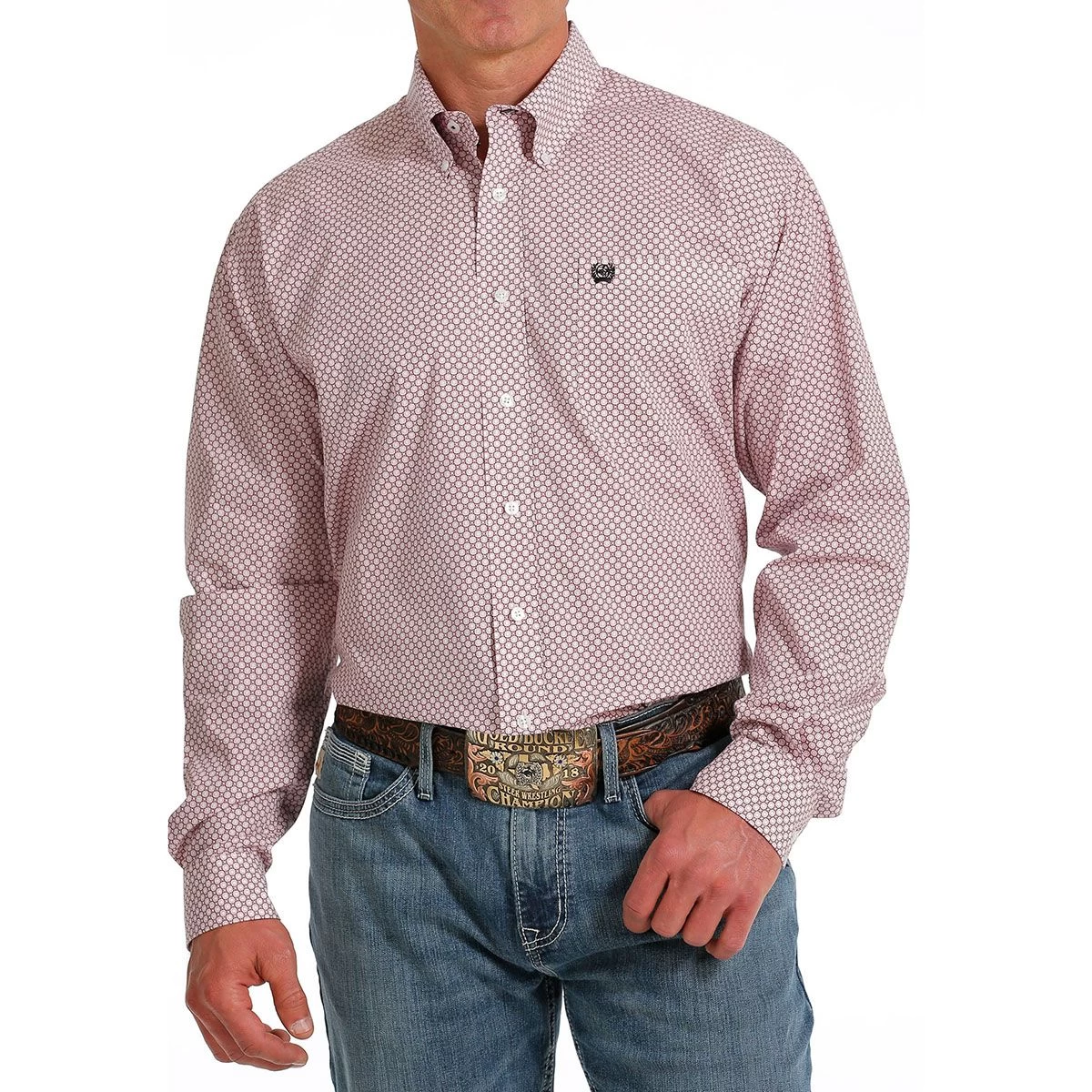 Cinch Pink Check Mens Western Shirt 4 Cinch Pink Check Mens Western Shirt - Image 2
