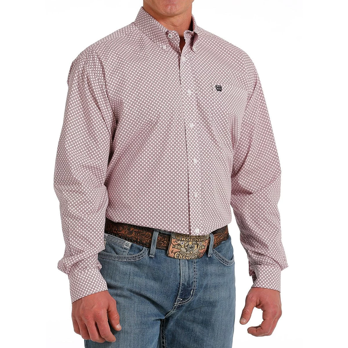 Cinch Pink Check Mens Western Shirt 6 Cinch Pink Check Mens Western Shirt - Image 4