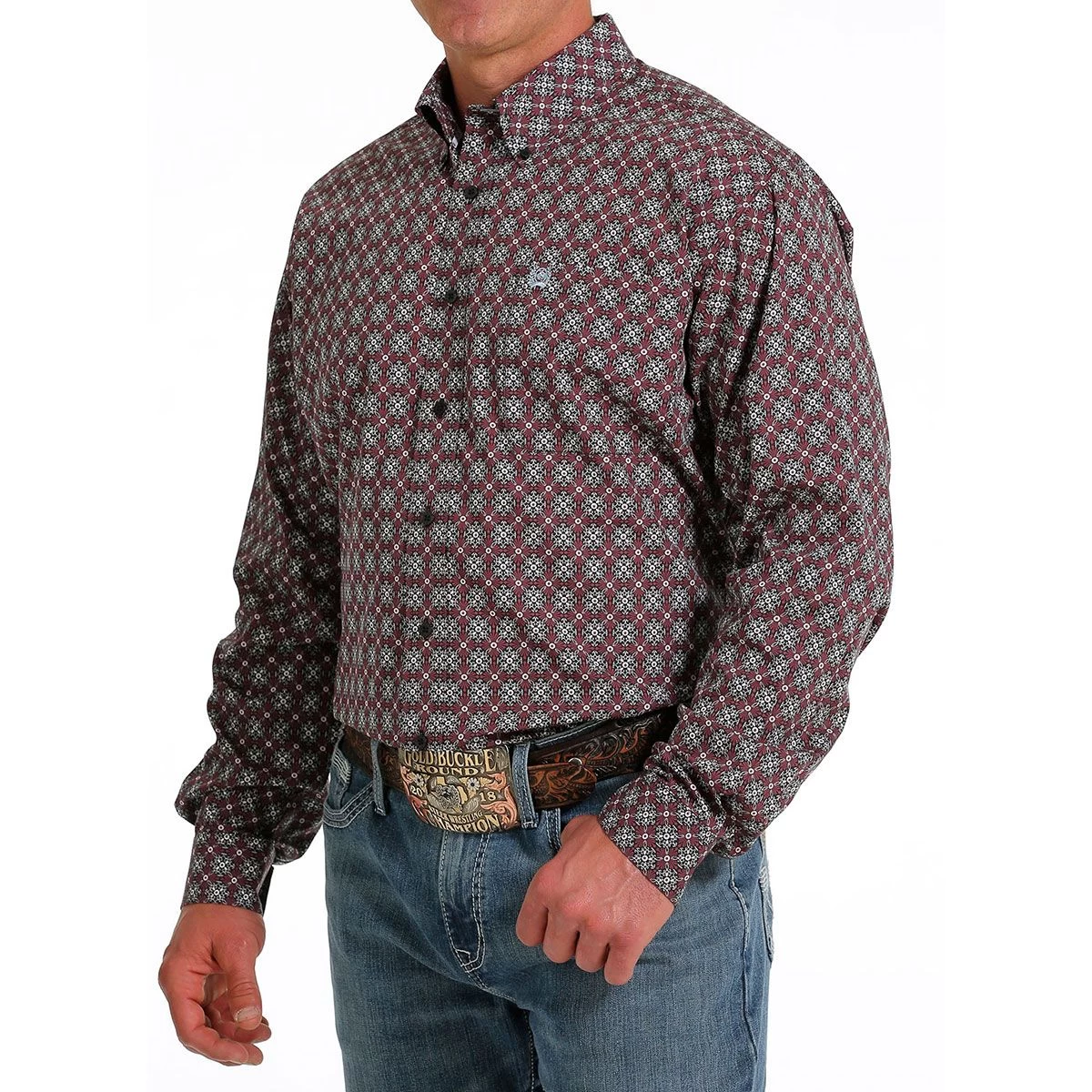 Cinch Burgundy Plaid Mens Western Shirt 4 Cinch Burgundy Plaid Mens Western Shirt - Image 2