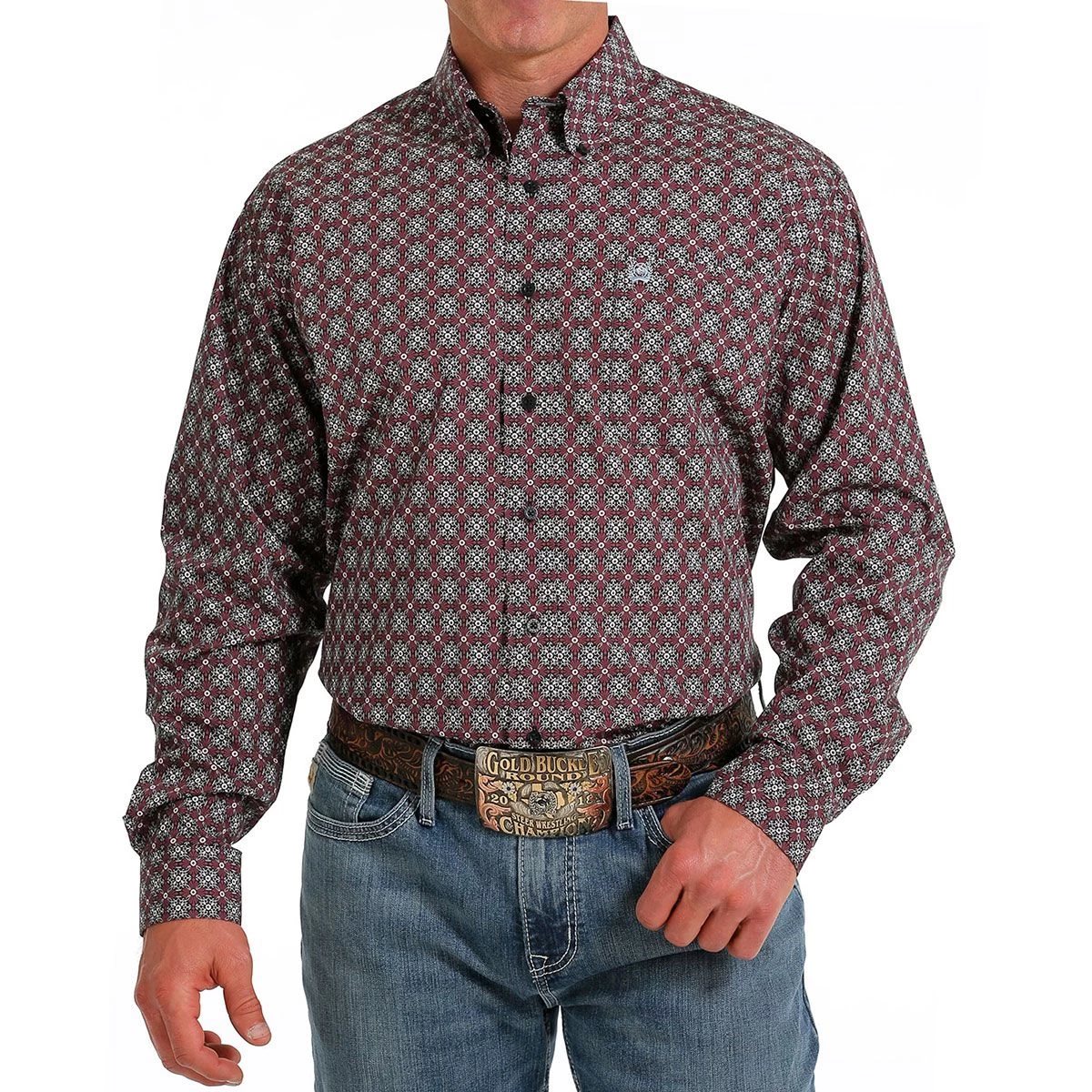 Cinch Burgundy Plaid Mens Western Shirt 3 Cinch Burgundy Plaid Mens Western Shirt