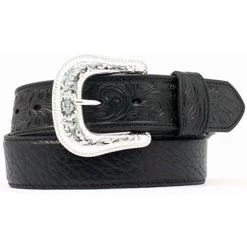 Nocona Western Tooled Tabs Black Mens Belt