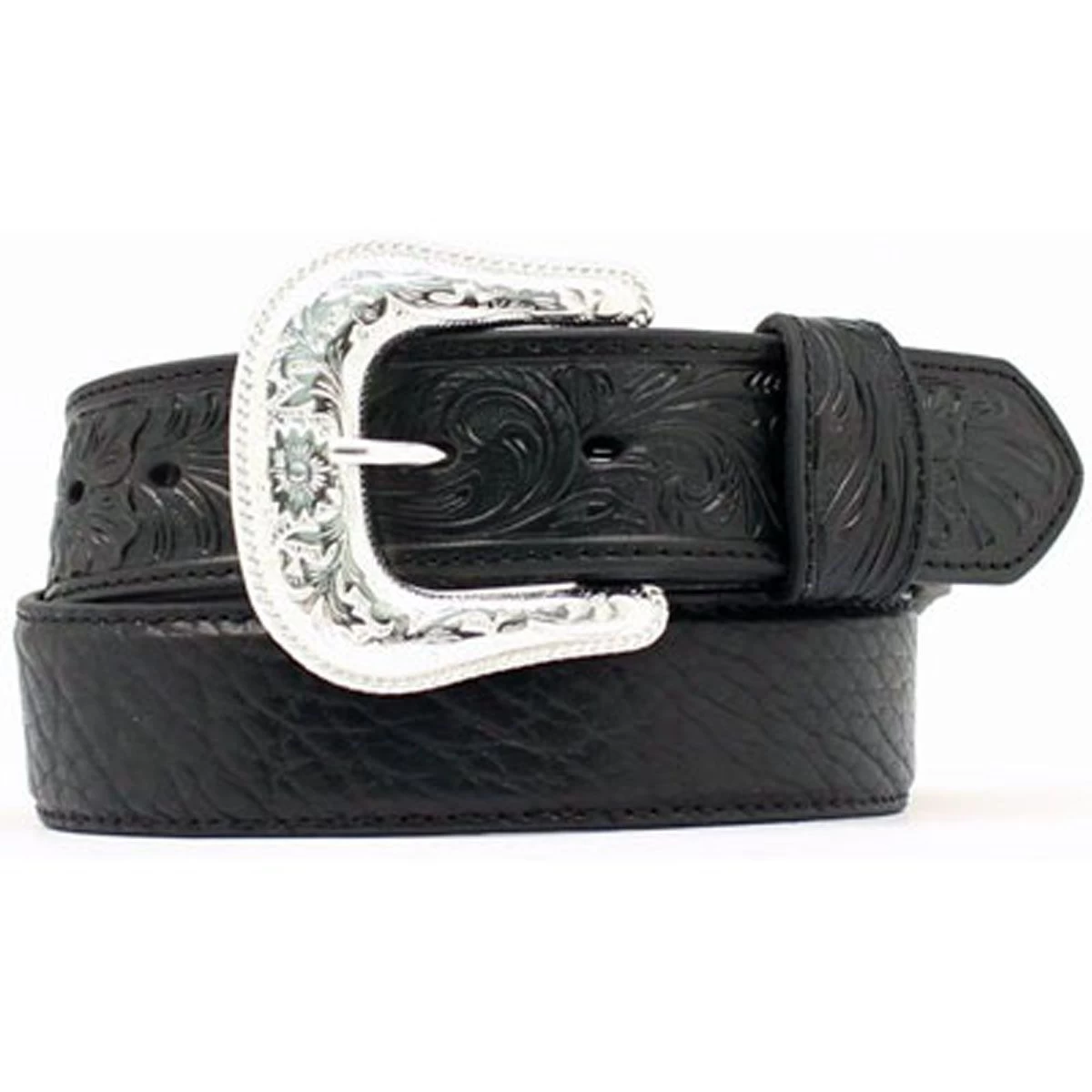Nocona Western Tooled Tabs Black Mens Belt 3 Nocona Western Tooled Tabs Black Mens Belt