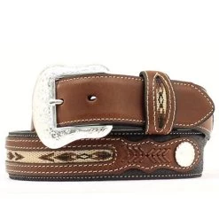 Nocona® Two Tone Mens Western Belt Navajo Inlay