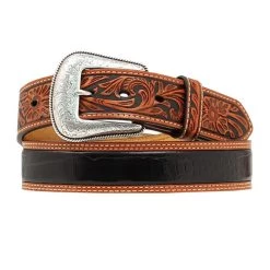 Nocona Croc Accented Black Mens Belt