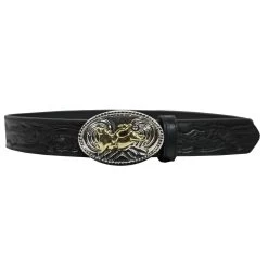 Nocona Boys Belt Black With Bull Rider Buckle