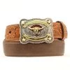 Nocona Two Tone Leather Boys Belt With Longhorn Buckle