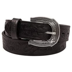 Hooey Roughy Black Arrow And Filigree Embossed Mens Belt