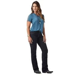 Wrangler Cowgirl Cut Q-Baby Dark Dynasty Ladies Jeans -Horse Care wrq20dd c1131 alt4 k7bfh1c3ebf8jpze